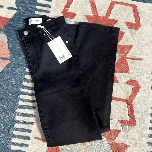 FRAME Le Sleek Straight Jeans In Kerry Dark Grey Black Luxury NWT - Picture 7 of 15